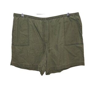 L.L. Bean Womens Classic Fit Olive Green Vintage Cotton Shorts 2X